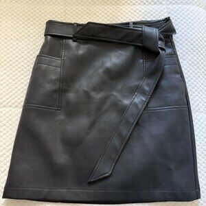Faux Leather Black Tie SKirt - Bagatelle